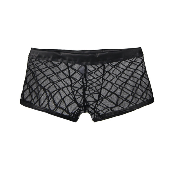 Black Perspective Boxer Men Cotton Fishnet Breathable Underwear For Men Spandex Sexy Underpants Low Waist Gay boxer MPW056