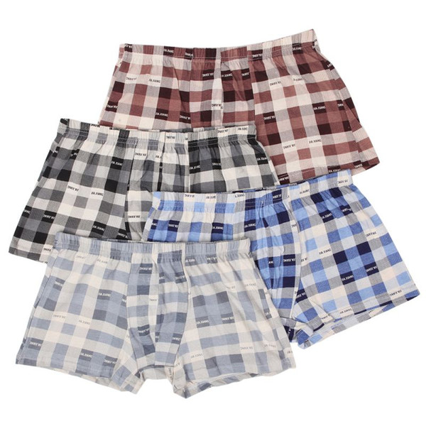 Mens Underwear Cotton Comfortable Boxers Shorts Men's Panties Cotton Underpants At Home Underwear Classic Plaid Big Size