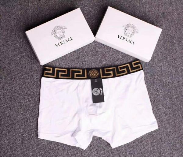 Mens Sexy Short Soft Breathable Underwear Black White Cotton Comfortable Boxer Men Luxury LOGO 4pcs Boxers