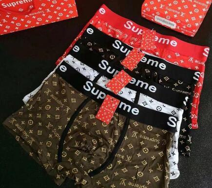 2018 New SUP+V Men Underwear Boxers Cotton 4 Color Breathable Letter Underpants Shorts Luxury Brand Design Cuecas Tight Waistband. LL1