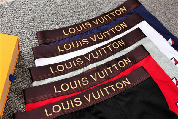 2018 Fashion V Men Underwear Boxers Cotton 5 Color L-XXL Breathable Letter Underpants Shorts Luxury Brand Design Cuecas Tight Waistband KK11