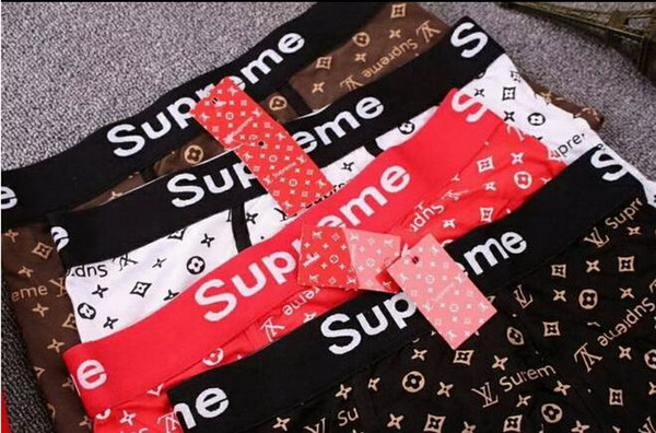 2018 New SUP+V Men Underwear Boxers Cotton 4 Color Breathable Letter Underpants Shorts Luxury Brand Design Cuecas Tight Waistband. LL12