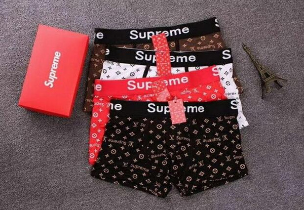2018 New SUP+V Men Underwear Boxers Cotton 4 Color Breathable Letter Underpants Shorts Luxury Brand Design Cuecas Tight Waistband. 10PCS