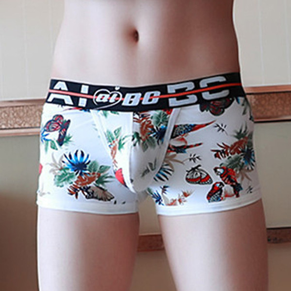 Sexy Men Boxer Shorts Pantie With Penis Pouch Cotton Breathable Graffiti Printed Male Cueca Masculina Underwear Trunks