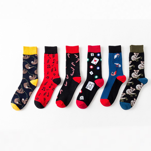 Men Women Socks Cotton Colorful Geometric Casual Cartoon Cute Funny Happy Kawaii Unisex Socks For Girls Couple Christmas Gift