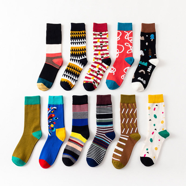 5 pairs/lot Cotton Breathable Winter Man Harajuku Socks Mens Fashion Simple Sock Couple Candy Color Students Unisex Daily Trendy Girl