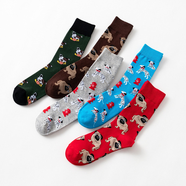 5 Pairs/Lot Autumn Winter New Colorful Cartoon Dog Socks Men Tube Casual Cotton Socks Cute Crew Socks Couple Unisex