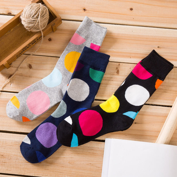 New Dot Printing Trend Socks Men Kawaii Ankle Cute Fashion Casual Funny Cotton Middle Tube Socks Unisex Happy Keep Warm Calcetines