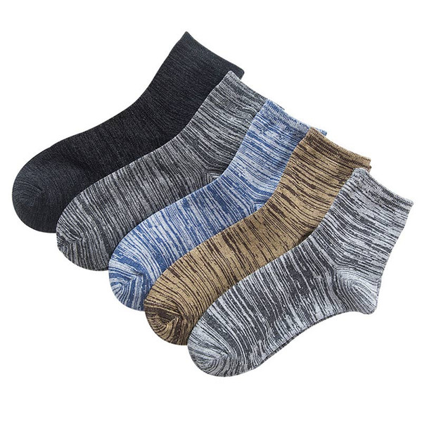 Casual New Men Thick Line Socks Color Cotton Crew Socks Autumn Winter Socks Male Personality Harajuku 5pairs/lot