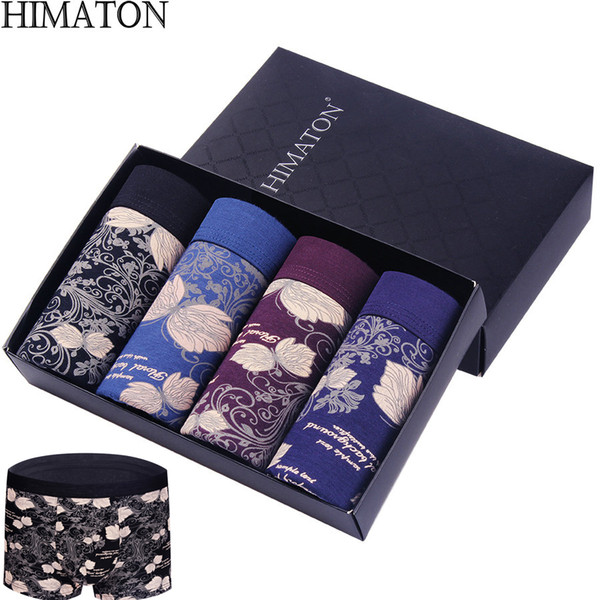 Himaton Mens Underwear Boxershorts Cotton Boxers Floral Printed Comfortable Underpanties Cueca Shorts Homme Male Sexy Panties