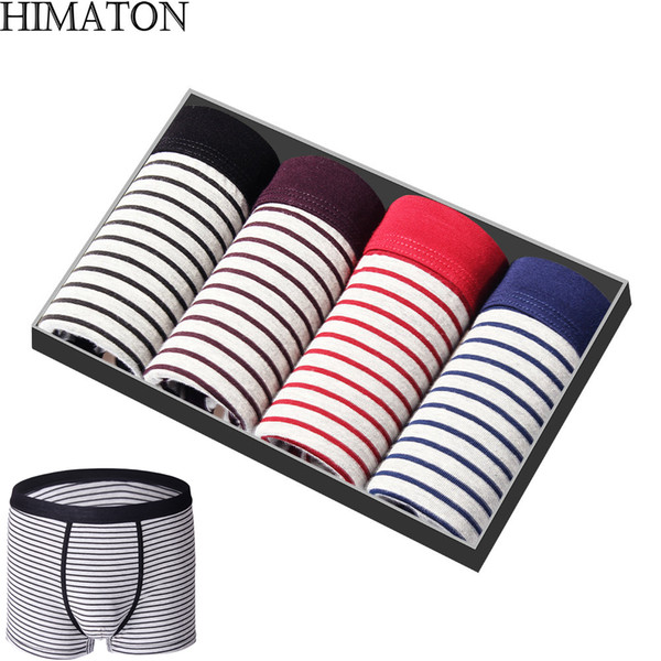 10Pcs/lot Good Quality Cotton Boxers Men's Underwear Hot Design Striped Homme Sexy Trunks Drawers Underpants Bulk Men Boxers