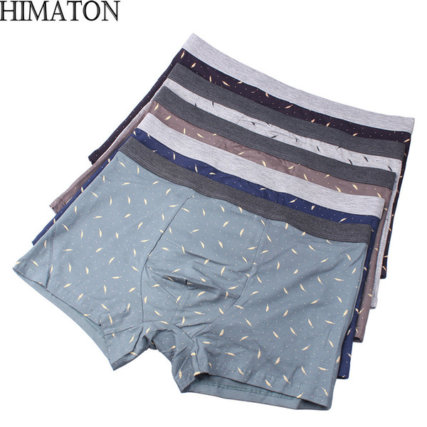 Hot Design Feather Printed Men's Boxer Cotton Underwear Shorts Panties Bulk Underwear For Men 10Pcs/lot Underpants