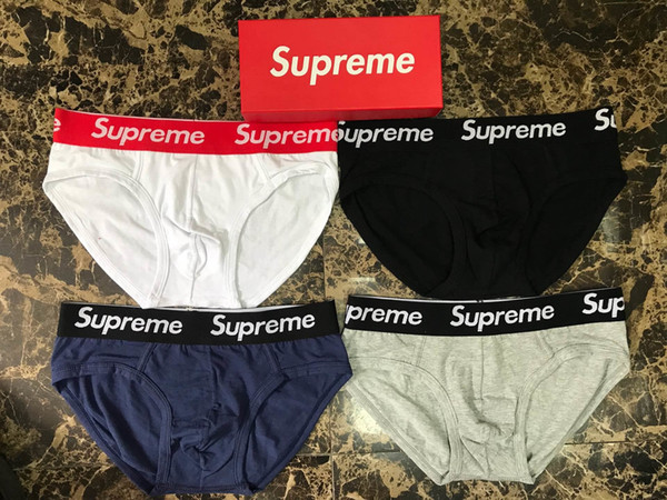 Mens SUP Luxury Underpants Solid Cotton Briefs Underpants Breathable Boxer Shorts Men Panties Sexy Male Underwears For 4 Pcs