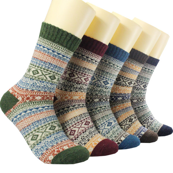 mix 5colors/lot Vintage Men Warm Winter Thick Wool Mixture Soft Cashmere Casual Dress Socks free ship