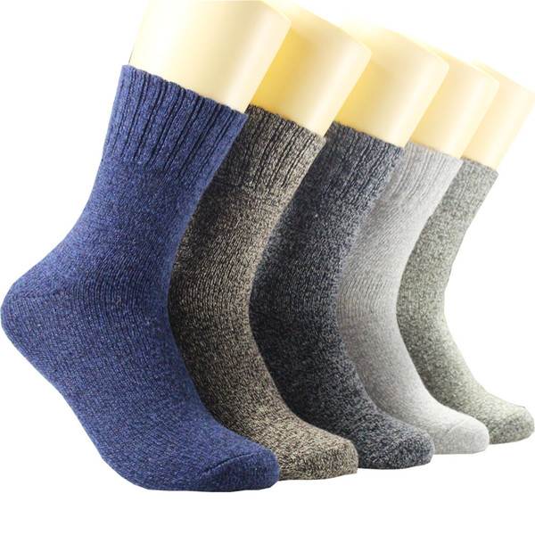 Mens Thick Knit Wool Cotton Warm Soft Casual Crew Winter Socks Knit Wool Vintage Casual Crew Socks