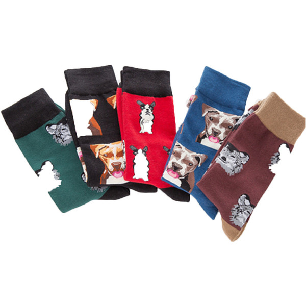 Men's colorful Autumn dog socks in tube casual cotton socks