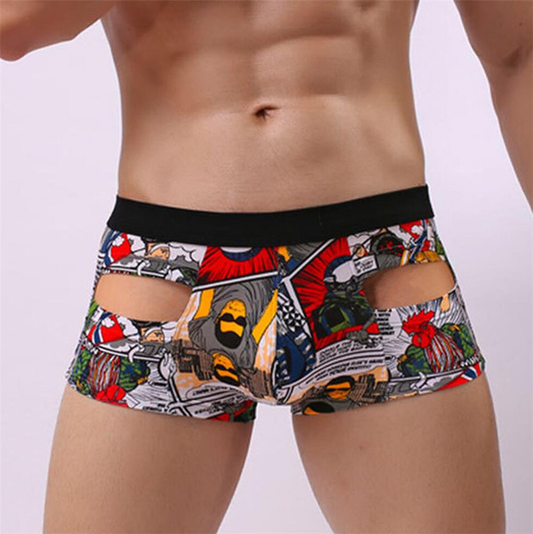 Hot Sale Fashion Man Underwear Men Sexy Cotton Boxers Bulge Trunks Low Shorts Charming Hollow Hole Underwear