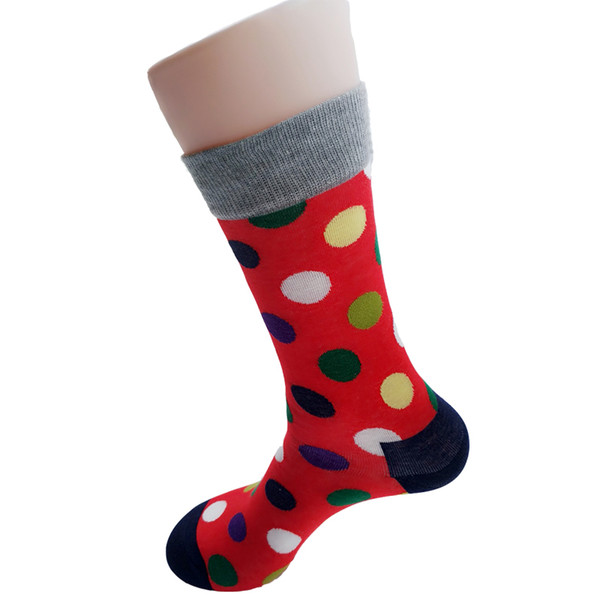 New arrival men socks long fashion colorful dot cotton soks male and men's long happy socks mens dress sock