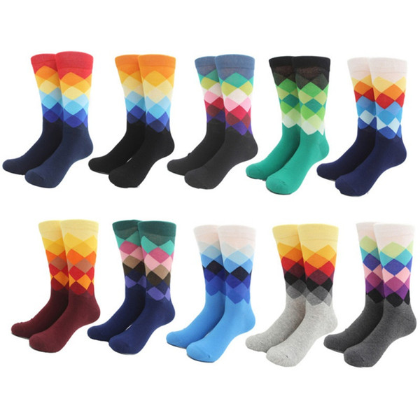 Happy Socks Oil Painting Combed Cotton Brand Harajuku Men Socks Colorful Dress knit Crew Long Funny