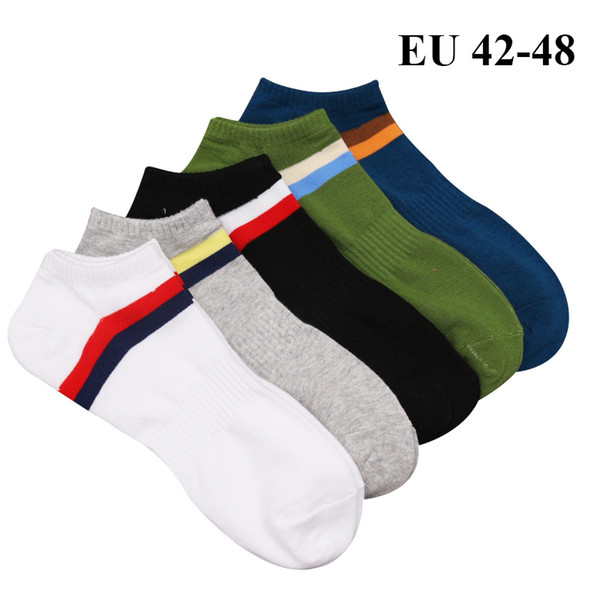 5 Pairs/lot Mens Cotton Ankle Short Socks EU 42 43 44 45 46 47 48 Plus Large Big Size Socks Casual Wear Soft Low Cut Meias