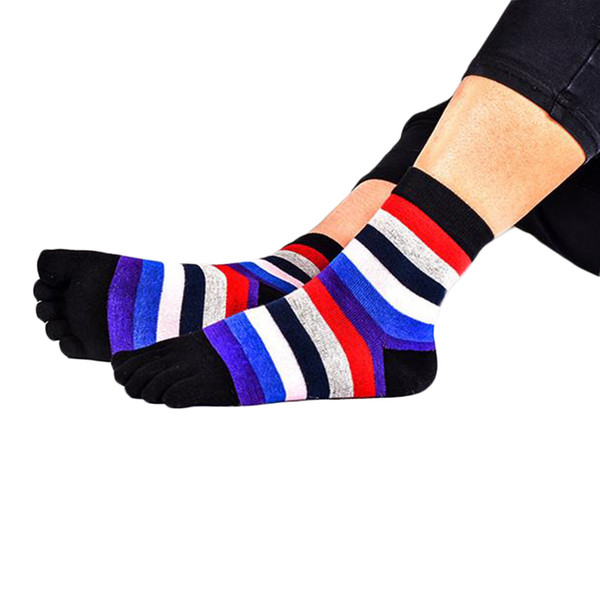 FUNIQUE Brand Colorful Striped Fingers Socks Women Men Toe Socks Crew Compression Treatment Of Bending Deformation