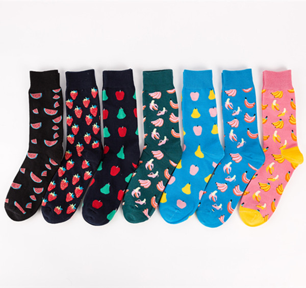 Men's Fashion Dress Socks Cotton Colorful Wedding Mens Socks Novelty Plant Colorful Fruit Socks Patterned Soks