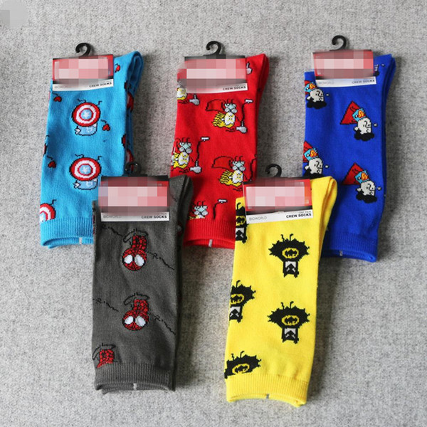 1PAIR Marvel Comics Cartoon Socks Lron Man Hulk socks Men Future Cotton Men Funny