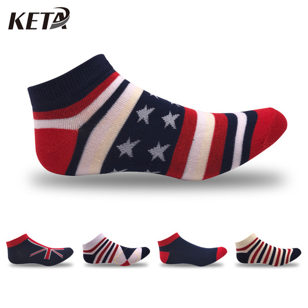 KETA Summer Men Short Cotton Socks Male Casual Colorful Brand Ankle Socks For Men Striped Meias No Show Low Cut Boat Sox 5Pairs