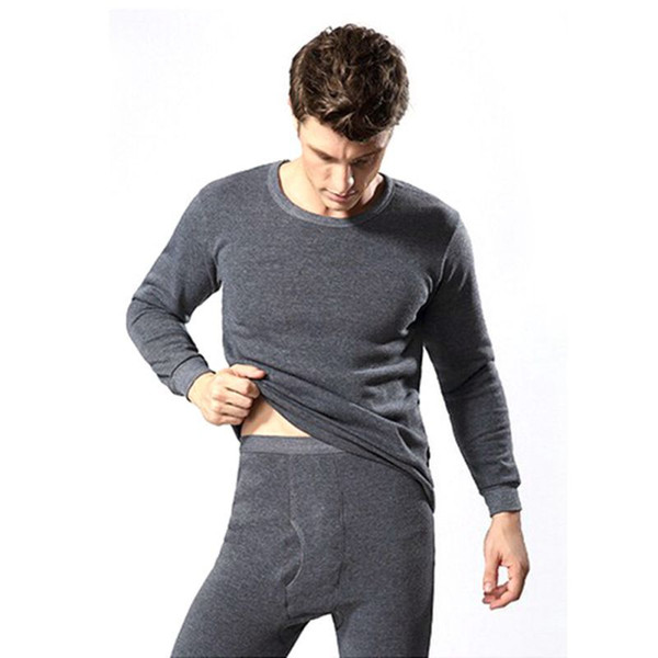 Winter Men 2Pcs Cotton Thermal Underwear Set Warm Thicken Long Johns Tops Bottom Clothes 3 Colors New