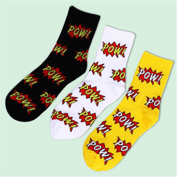 Letter Fashion Harajuku Printing Colorful Men Happy Casual Ventilation Cotton Socks Male Funny Street Hip Hop Skate Socks Autumn