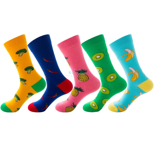 PEONFLY 1 Pair Men Socks Cotton Funny Crew Socks Cartoon Animal Fruit Women Novelty Gift For Spring Autumn Winter