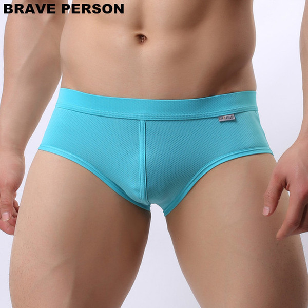 BRAVE PERSON Soft Nylon gay Underwear Men Boxer Shorts Mesh Breathable Elastic Bodysuit Sexy Men's Boxers Men solid Panties