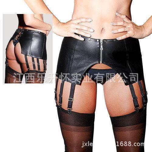 EuroAmerican Lingerie High Quality Simulated Leather Suspender Ribbon Steel Tube Dance Performance Night Performance Suit