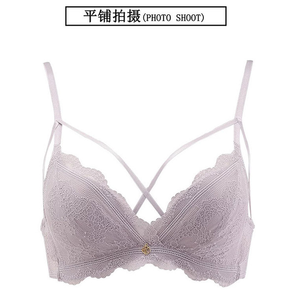 Manufacturers Direct Selling New Style Gathering Beautiful Back Bra Suit Sexy Lace Underwear without Ring