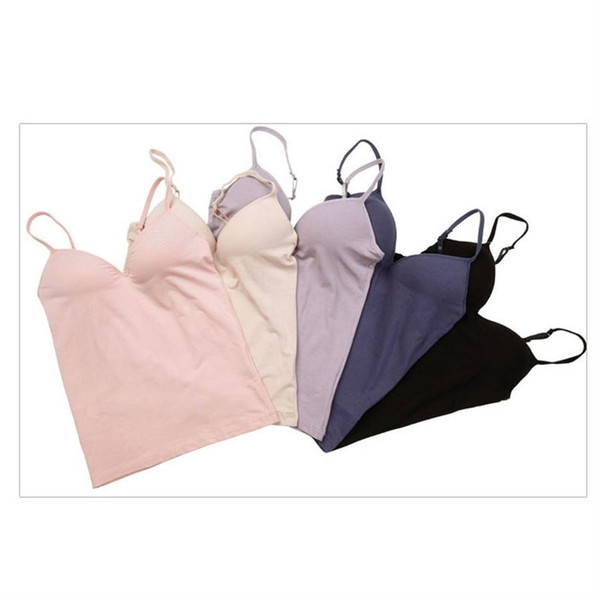 Ladies Sleeveless V Neck Modal Camisole Backless Stretchy Padded Wireless Bra