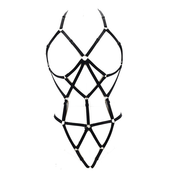 Full Body Harness Set for Women Underwear Strap Adjust Lingerie Goth Harajuku Sexy Hollow Out Cage Bra Club Dance Rave Wear