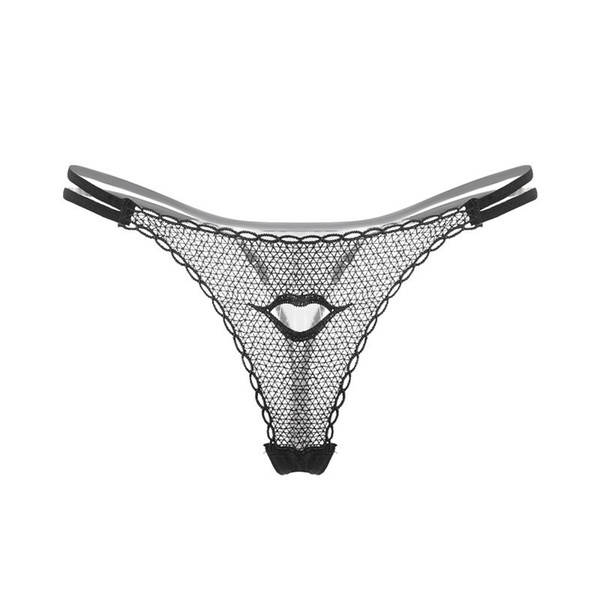 Lcw Fashion Women free Sexy Lace lingerie ladies transparent Exotic style underwear fun panties Openwork mesh for lips temptation thong