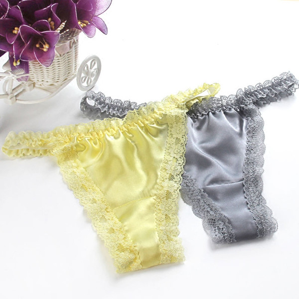 Women's 100% Silk Bikinis Panties Silk Panties Women's G-strings Women Underwear Sexy Lace high quality sil021