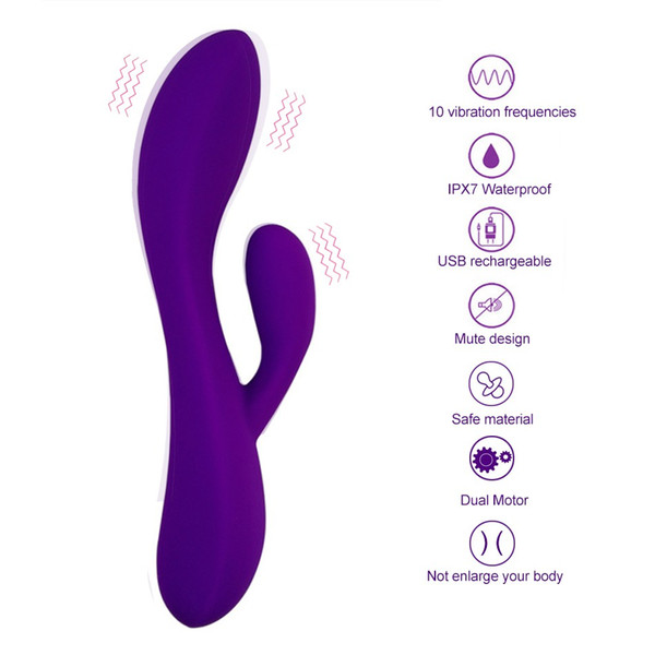 G Spot Rabbit Vibrator Clitoris Stimulator Dual Motors Soft Silicone Massager Vagina Vibrator Sex Toys For Woman Masturbation