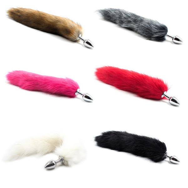 6 Color Simulation Fox Tail Metal Anal Plug Adult Sex Toys Anus Insert Stopper Anal Plug Tail Sex Products For Women Erotic Toys