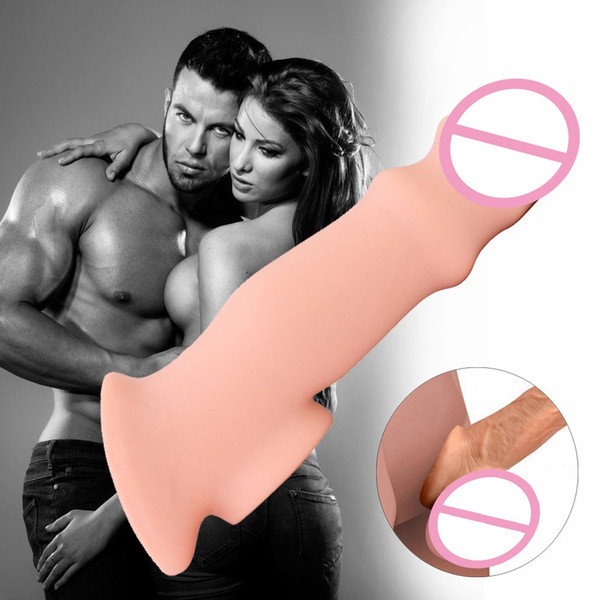 Super Soft Silicone Penis Sleeve Extender Condom Reusable Delay Lock fine Increase Condoms for men Adult couple's sex toys B40