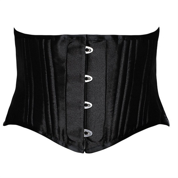 24 Double Flat Boned Short Torso Steel Boned Padded Waist Trainer Body Shaper Satin Underbust Corset Women Slimming Belt Black White XS-3XL