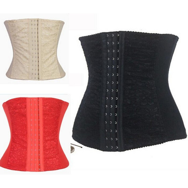 9 Steel Bones Women 3-Row Hook & Eye High Stretch Lace Waist Trainer Underbust Corset Body Shapers Fashion Waist Slimming Belt Plus Size 6XL