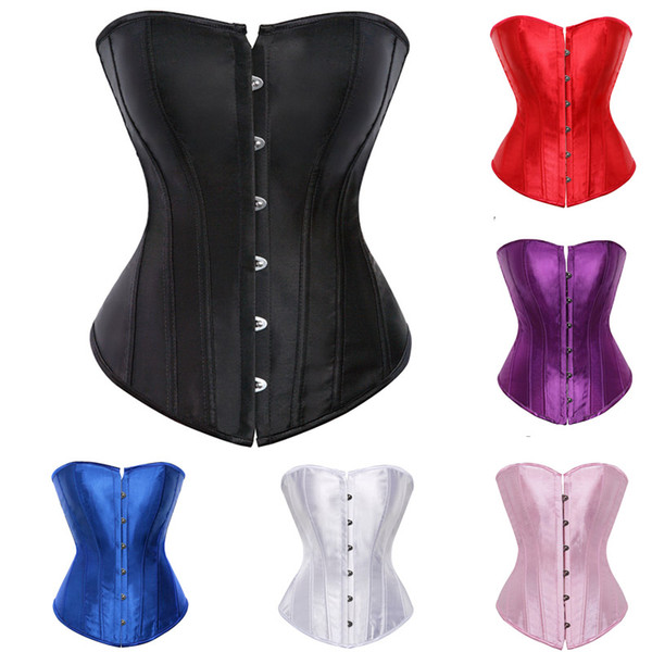 Multicolor Plus Size S-6XL Women Gothic Satin Overbust Bodyshaper White Bridal Corset Fashion Lady's Waist Cincher Halloween Dancing Corset