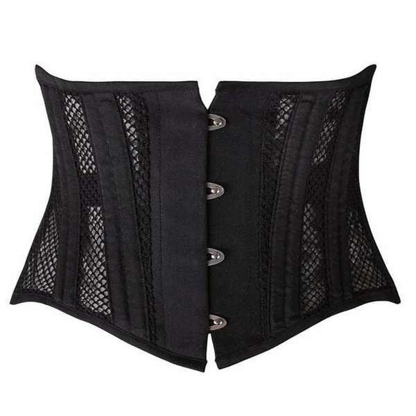 Short Torso 24 Spiral Steel Boned Padded Mesh Waist Trainer Body Shaper Underbust Corset Women Slimming Belt Black White XS-3XL