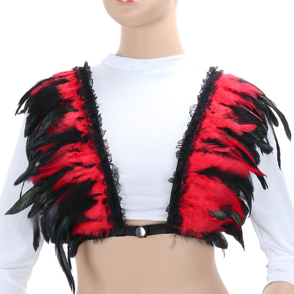 Fashion Caged Bralette Feather Wings Epaulettes Bra Bondage Shoulder BurningMan Festival Dance Rave Lingerie Steampunk Goth Body Harness