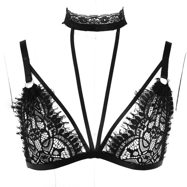 Christmas Clothing Harness Fashion Lace Crop Top Sheer Lace Women Harness Bra Sexy Lingerie Floral Bra