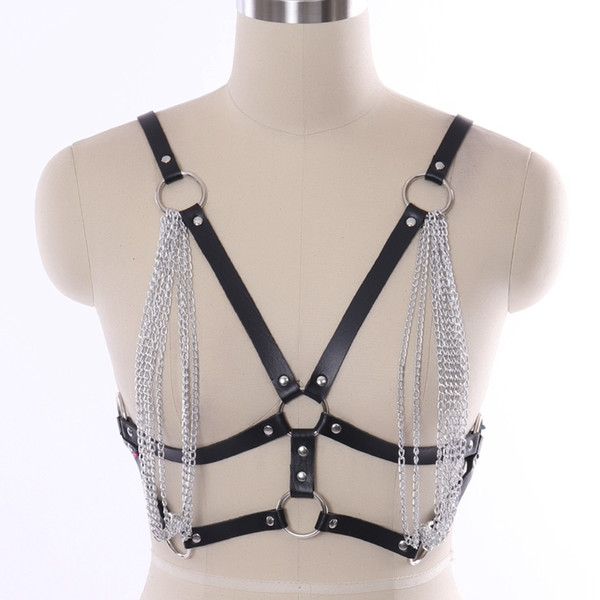 Women Leather Bondage Hollow bra harness bra sexy Wear Body Harness Cage Bra Fetish Wear Bondage Lingerie Accessories wild