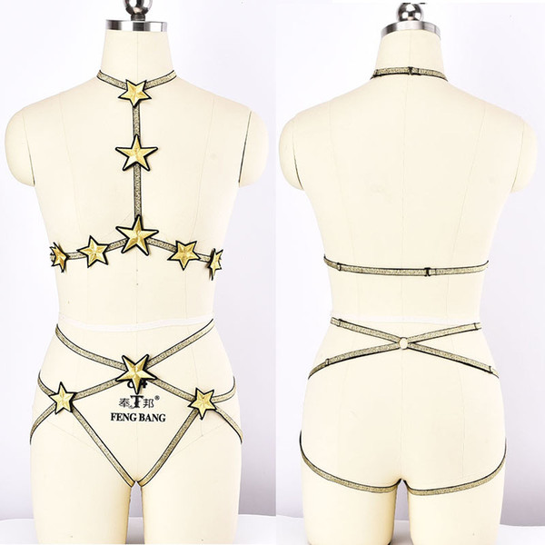 Bondage Set Harness for Women Black Garter Chest Cage Bra Erotic lingerie Suit Black Dance Festival Rave Fetish Cosplay Wear