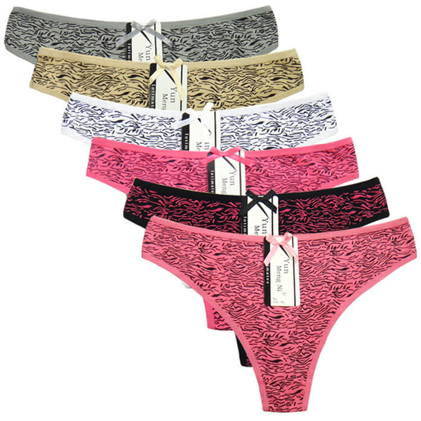 Yun Meng Ni Print Pattern Sexy Cotton Thong Cheap G-string Panties For Women Cheap G-strings Panties